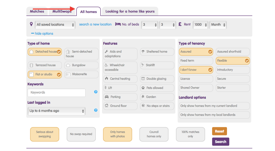 HomeSwapper multi-swap all homes HomeSwapper location box