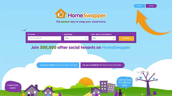 Search a new location on HomeSwapper